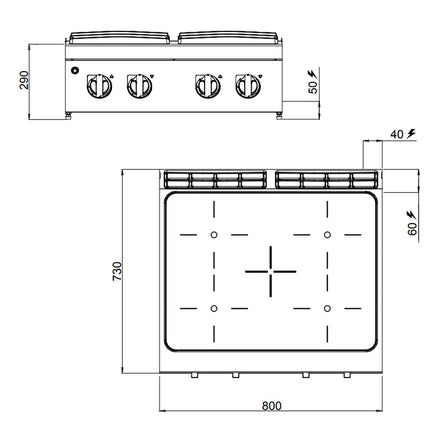 GGM Gastro Bếp Hồng Ngoại - 12.8kW - 4 Vùng