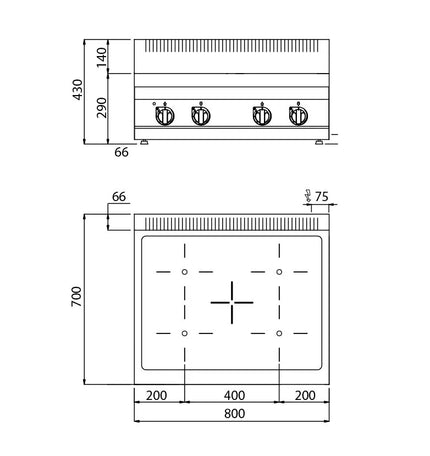GGM Gastro Bếp Hồng Ngoại - 12.8kW - 4 Vùng