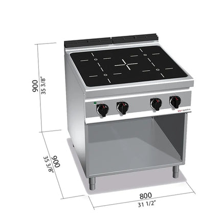 GGM Gastro Bếp Hồng Ngoại - 16kW - 4 Vùng - Có Kệ Dưới Hở
