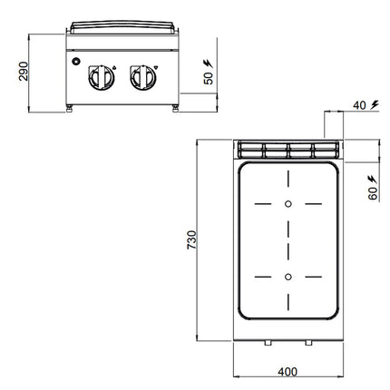 GGM Gastro Bếp Hồng Ngoại - 6.4kW - 2 Vùng