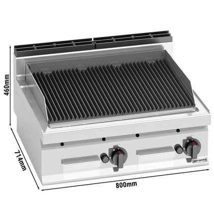 GGM Gastro Bếp Nướng Đá Lava Gas Lorenzo 700 - 13.8kW - Để Bàn - Sâu 714mm - Vỉ Gang