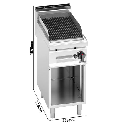 GGM Gastro Bếp Nướng Đá Lava Gas Lorenzo 700 - 6.9kW - Đứng Độc Lập - Có Chân Đứng - Sâu 714mm - Vỉ Gang