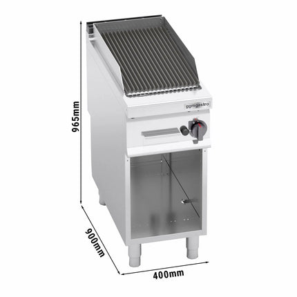 GGM Gastro Bếp Nướng Đá Lava Gas Lorenzo 900 - 400mm - Đứng Độc Lập - Vỉ Gang - Sâu 900mm - 9kW