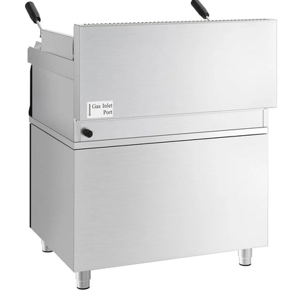 GGM Gastro Bếp Nướng Đá Lava Gas MARIO 700 - 800mm - Có Tủ Bệ - Vỉ Nướng Nghiêng - Vỉ Gang - Mặt Trước Đen - Kèm Tủ Bệ - 2 Cánh