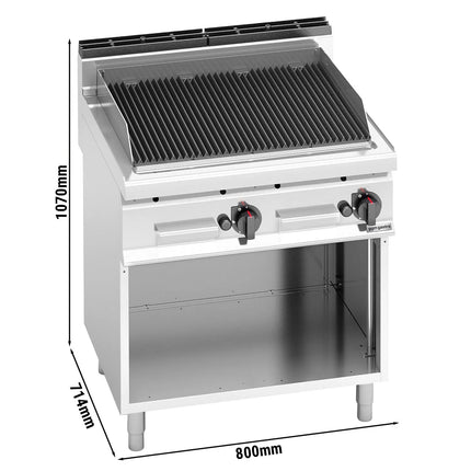 GGM Gastro Bếp Nướng Đá Lava LORENZO 700 - 13.8kW - Đứng Độc Lập - Vỉ Gang - Sâu 714mm