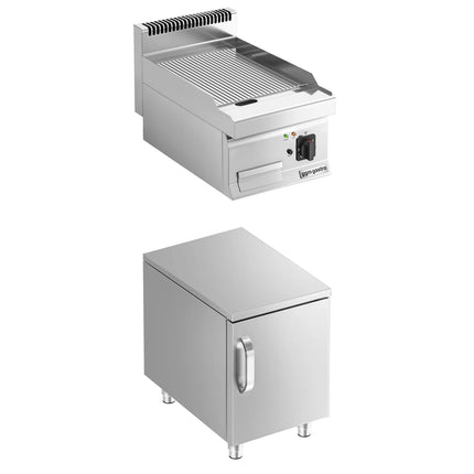 GGM Gastro Bếp Nướng Điện - 3.6kW - Mặt Rãnh - Diện Tích Nấu: 395x535mm - Có Tủ Bệ - 1 Cánh