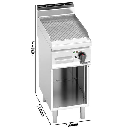 GGM Gastro Bếp Nướng Điện - 4.8kW - Mặt Rãnh - Diện Tích Nấu: 395x500mm - Có Chân Đứng