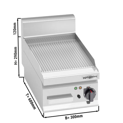GGM Gastro Bếp Nướng Điện - 4kW - Mặt Rãnh - Diện Tích Nấu: 296x430mm