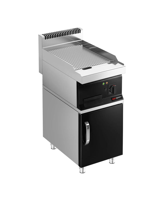 GGM Gastro Bếp Nướng Điện - 8kW - Mặt Rãnh - Diện Tích Nấu: 395x535mm - Có Tủ Bệ - 1 Cánh