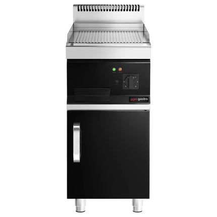 GGM Gastro Bếp Nướng Điện - 8kW - Mặt Rãnh - Diện Tích Nấu: 395x535mm - Có Tủ Bệ - 1 Cánh