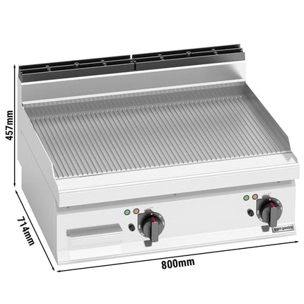 GGM Gastro Bếp Nướng Điện - 9.6kW - Mặt Rãnh - Diện Tích Nấu: 795x500mm