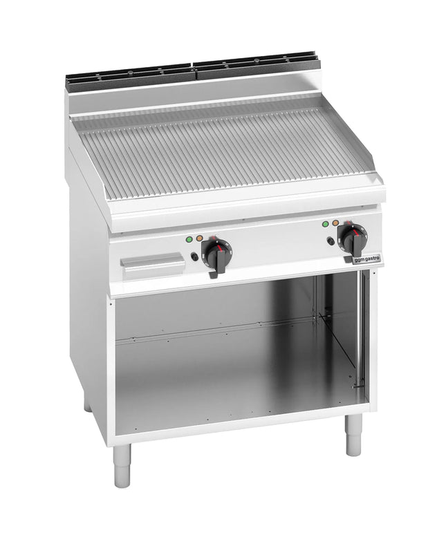 GGM Gastro Bếp Nướng Điện - 9.6kW - Mặt Rãnh - Diện Tích Nấu: 795x500mm - Có Chân Đứng