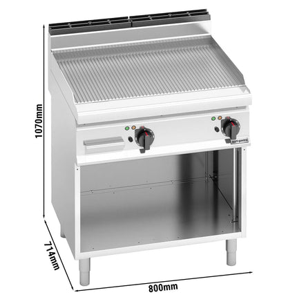 GGM Gastro Bếp Nướng Điện - 9.6kW - Mặt Rãnh - Diện Tích Nấu: 795x500mm - Có Chân Đứng