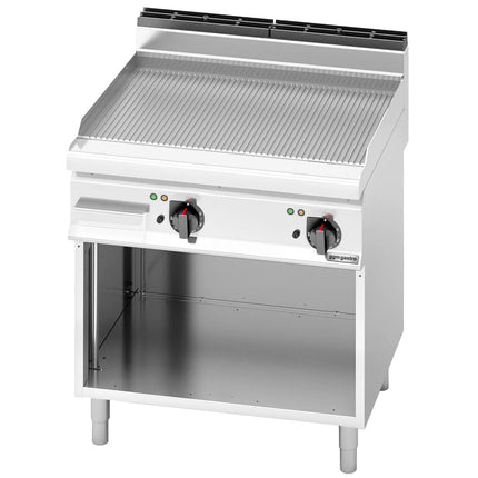 GGM Gastro Bếp Nướng Điện - 9.6kW - Mặt Rãnh - Diện Tích Nấu: 795x500mm - Có Chân Đứng