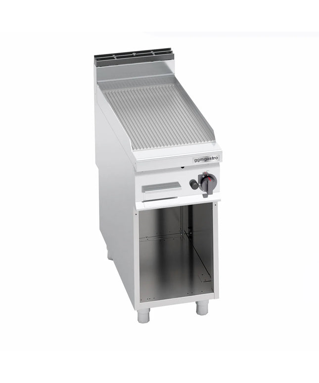 GGM Gastro Bếp Nướng Gas - 10kW - Mặt Rãnh - Diện Tích Nấu: 396x667mm - Có Chân Đứng