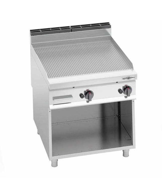 GGM Gastro Bếp Nướng Gas - 20kW - Mặt Rãnh - Diện Tích Nấu: 796x667mm - Có Chân Đứng