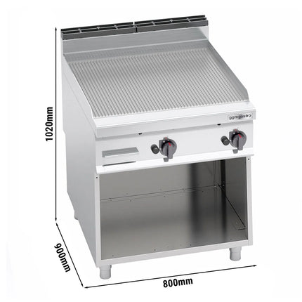 GGM Gastro Bếp Nướng Gas - 20kW - Mặt Rãnh - Diện Tích Nấu: 796x667mm - Có Chân Đứng