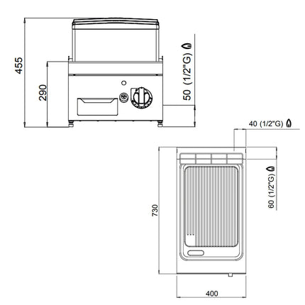 GGM Gastro Bếp Nướng Gas - 6.9kW - Mặt Rãnh