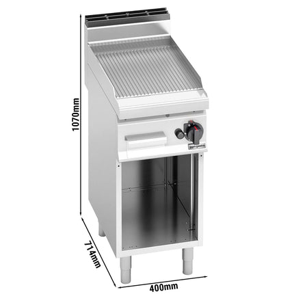 GGM Gastro Bếp Nướng Gas - 6.9kW - Mặt Rãnh - Diện Tích Nấu: 395x500mm - Có Chân Đứng
