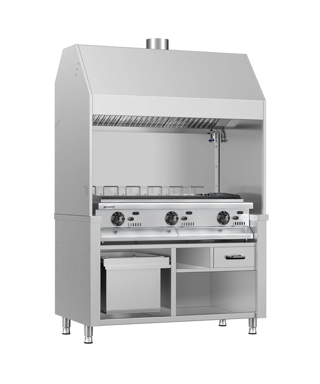 GGM Gastro Bếp Nướng Gas BERLIN - 1360mm - Đứng Độc Lập - Sâu 790mm - 6 Vỉ Nướng - Vỉ Gang - 21kW