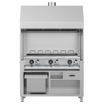 GGM Gastro Bếp Nướng Gas BERLIN - 1360mm - Đứng Độc Lập - Sâu 790mm - 6 Vỉ Nướng - Vỉ Gang - 21kW