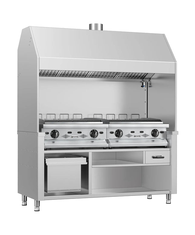 GGM Gastro Bếp Nướng Gas BERLIN - 1760mm - Vỉ Gang - Sâu 790mm - 28kW - 8 Vỉ Nướng