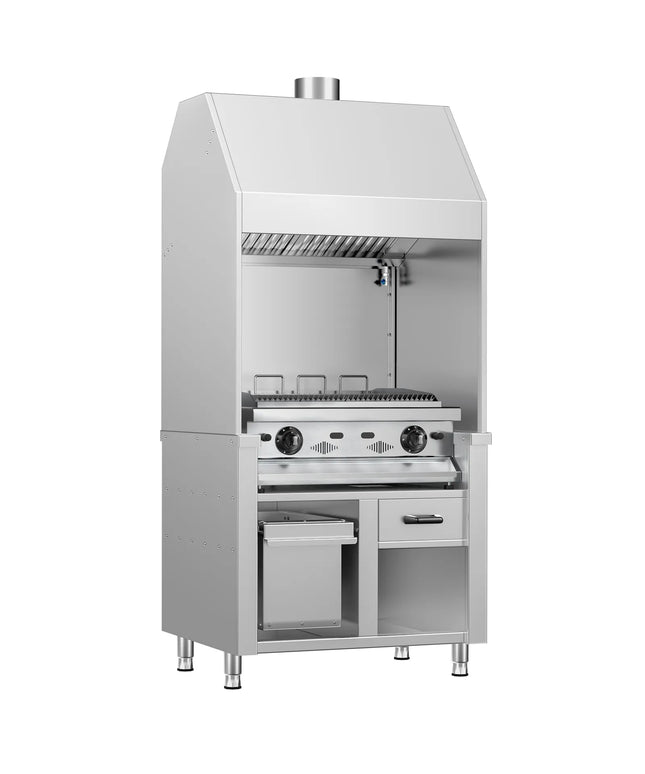 GGM Gastro Bếp Nướng Gas BERLIN - 960mm - Để Bàn - Sâu 790mm - 4 Vỉ Nướng - Vỉ Gang - 14kW