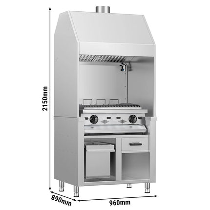 GGM Gastro Bếp Nướng Gas BERLIN - 960mm - Để Bàn - Sâu 790mm - 4 Vỉ Nướng - Vỉ Gang - 14kW