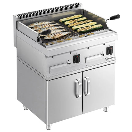 GGM Gastro Bếp Nướng Gas Mario 700 - 800mm - Đứng Độc Lập - Có Tủ Bệ - Sâu 700mm - Vỉ Nướng Nghiêng - Kèm Tủ Bệ - 2 Cánh