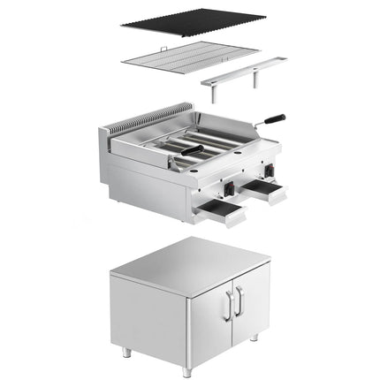 GGM Gastro Bếp Nướng Gas Mario 700 - 800mm - Đứng Độc Lập - Có Tủ Bệ - Sâu 700mm - Vỉ Nướng Nghiêng - Kèm Tủ Bệ - 2 Cánh