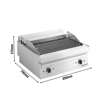 GGM Gastro Bếp Nướng Nước Điện - 8.75kW - Để Bàn - Sâu 700mm - 2 Họng - Vỉ Nướng Nghiêng