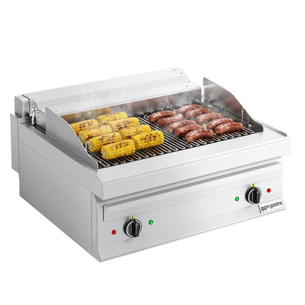 GGM Gastro Bếp Nướng Nước Điện - 8.75kW - Để Bàn - Sâu 700mm - 2 Họng - Vỉ Nướng Nghiêng