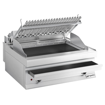 GGM Gastro Bếp Nướng Nước Điện - 8.75kW - Để Bàn - Sâu 700mm - 2 Họng - Vỉ Nướng Nghiêng