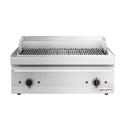 GGM Gastro Bếp Nướng Nước Điện - 8.75kW - Để Bàn - Sâu 700mm - 2 Họng - Vỉ Nướng Nghiêng