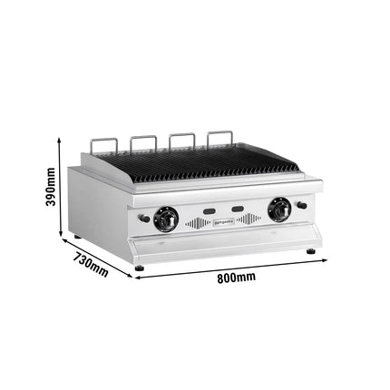 GGM Gastro Bếp Nướng Nước Gas - 10.4kW - Để Bàn - Sâu 730mm - 4 Vỉ Nướng - Vỉ Gang