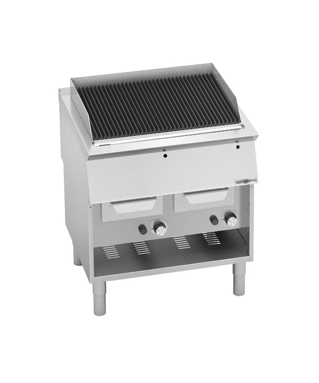 GGM Gastro Bếp Nướng Nước Gas - 800mm - Đứng Độc Lập - Có Chân Đứng - Sâu 730mm - Vỉ Gang - 18kW