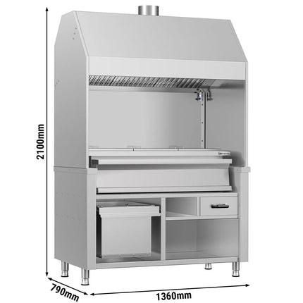 GGM Gastro Bếp Nướng Than - 1360mm - 3 Vỉ Nướng
