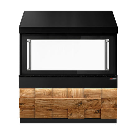 GGM Gastro Bếp Nướng Than - 1900mm - Mặt Trước Gỗ - Mặt Đá Granite Đen - Mặt Kính Cường Lực - 4 Vỉ Nướng