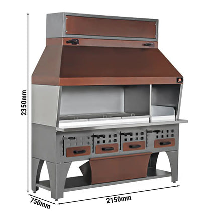 GGM Gastro Bếp Nướng Than Gắn Tường - 2150x750x2350mm