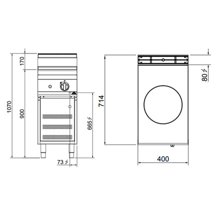 GGM Gastro Bếp Wok Từ - 3.5kW - 1 Vùng Nấu - Ø300mm