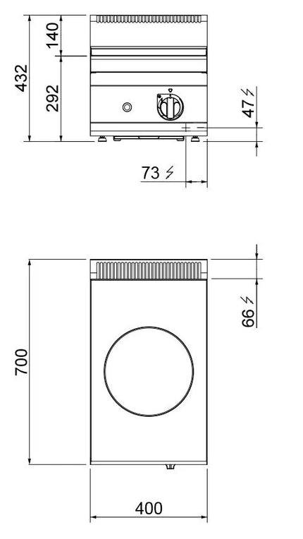 GGM Gastro Bếp Wok Từ - 3.5kW - 1 Vùng Nấu - Ø300mm
