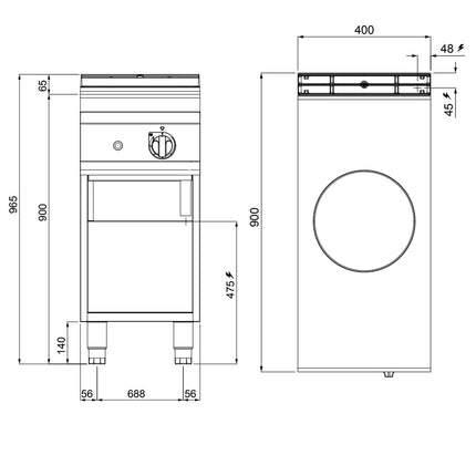 GGM Gastro Bếp Wok Từ - 5kW - 1 Vùng Nấu - Ø300mm