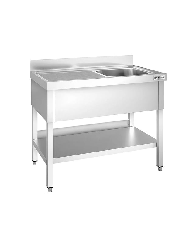 GGM Gastro Bồn Rửa Inox PREMIUM - 1200x600mm - 1 Chậu Bên Phải - Có Kệ Dưới