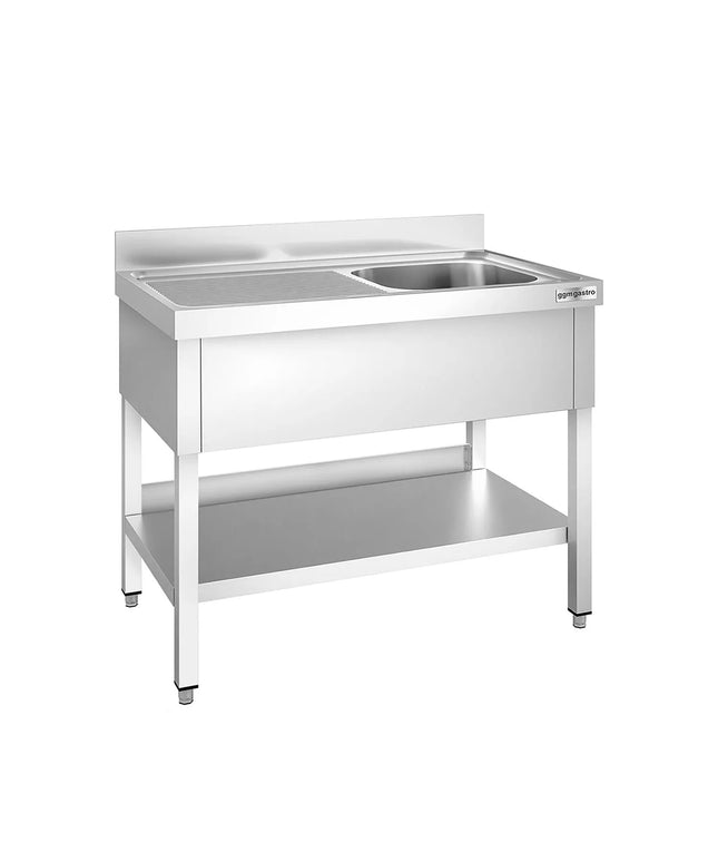 GGM Gastro Bồn Rửa Inox PREMIUM - 1200x700mm - 1 Chậu Bên Phải - Có Kệ Dưới - Có Gờ Chắn