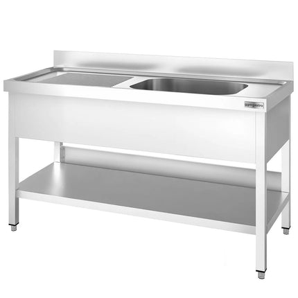 GGM Gastro Bồn Rửa Inox PREMIUM - 1400x600mm - 1 Chậu Bên Phải - Có Kệ Dưới