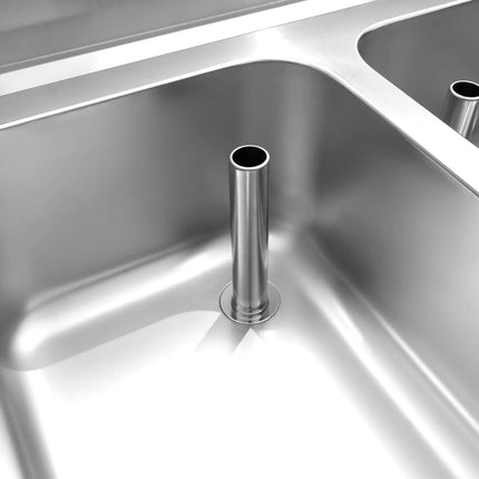 GGM Gastro Bồn Rửa Inox PREMIUM - 1400x700mm - 2 Chậu Bên Trái - Có Kệ Dưới