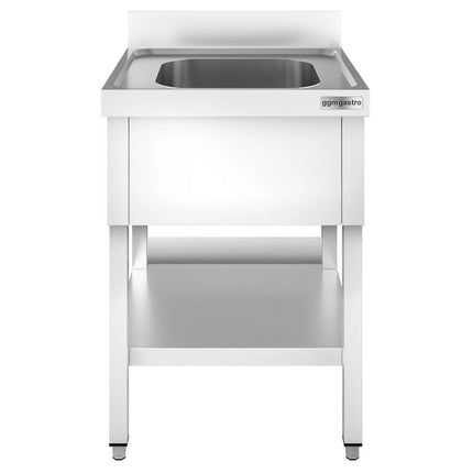 GGM Gastro Bồn Rửa Inox PREMIUM - 600x700mm - 1 Chậu Giữa - Có Kệ Dưới