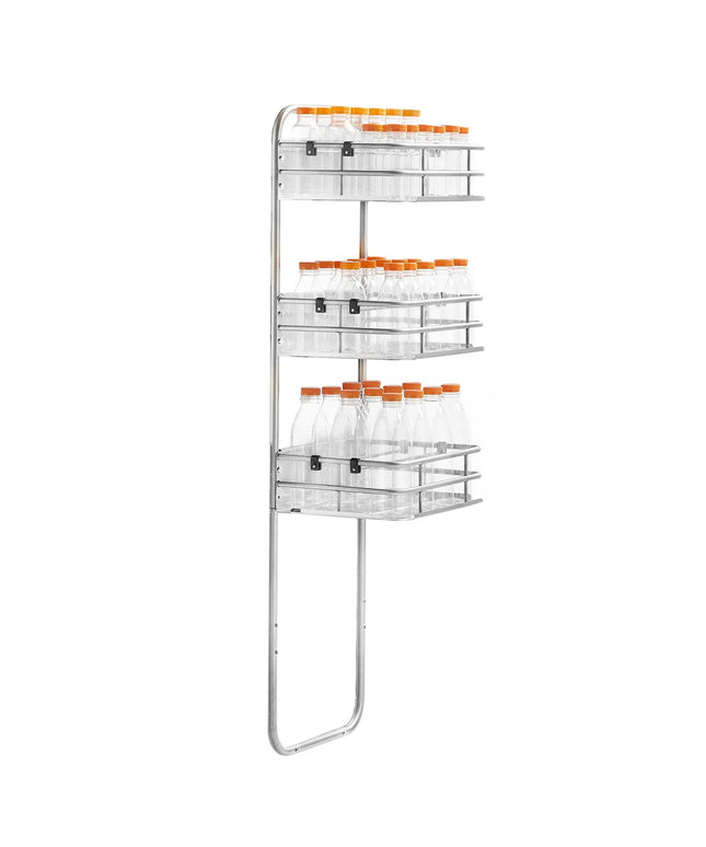 GGM Gastro Bottle & Glass Rack for Orange Juicer - countertop installation - Stainless Steel - 390x310x1330mm - with 3 baskets - freestanding