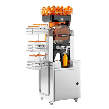 GGM Gastro Bottle & Glass Rack for Orange Juicer - countertop installation - Stainless Steel - 390x310x1330mm - with 3 baskets - freestanding
