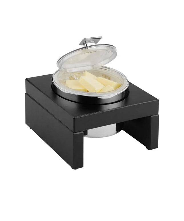 GGM Gastro Bowl - BRIDGE - Stainless Steel, Melamine & Wood - 0.5L - round - Ø 140mm - 185x185mm - Depth: 100mm - Dark Brown
